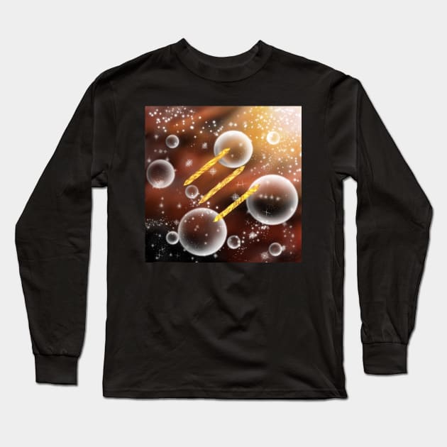 Monk Galaxy Long Sleeve T-Shirt by SelrynaInk